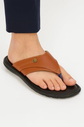 Image of Men's Stylish Rexine Slipper With Cushioned Footbed For All Day Comfort - Durable, Comfortable and Versatile Footwear for Casual & Formal Occasions | Soft, Stylish