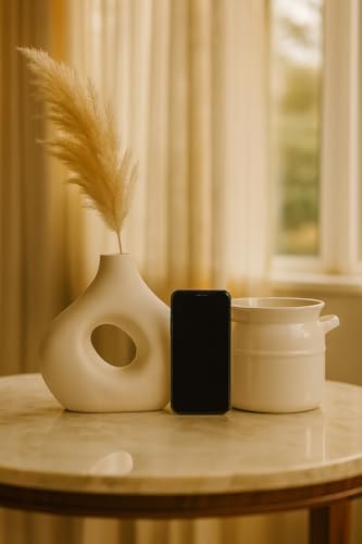 Image of SPHINX Pack of 2 Ceramic Vases for Home Decor | Modern Donut Hole Vase & Milk Pot Design | Minimalist Nordic Style Decorative Vases for Living Room, Bedroom, Table & Office