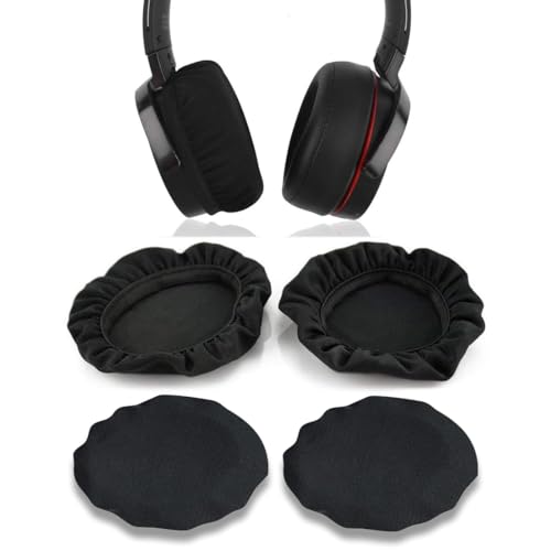 JYNXOR 2 Pares de Fundas de Tela Flexibles para Auriculares,Protector de Higiene Estirable y Lavable,Protección contra el Sudor para Gimnasio, Protege Almohadillas, Negro(9-11cm)
