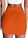eoeoo Women's Stretch High Waist Ruched Bodycon Double Layer Casual Mini Skirt Orange2 Large