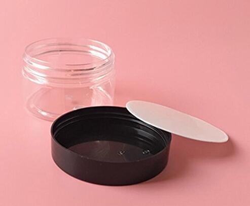 Clear Pet Plastic (Bpa Free) Refillable Low Profile Jar 8 Oz / 250Ml Empty Cosmetic Containers Cases With Black Lid For Lip Balm Make Up Eye Shadow Powder Cream Lotion Bottle Food Bottle (6 Pack) #TOP3