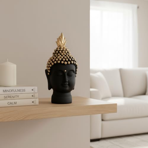 Image of HindCraft Buddha Face Showpiece for Home Decor - Meditating Buddha Head Statue for Living Room, Office Desk, Meditation Room, Spiritual Decorative Idol Gift Item