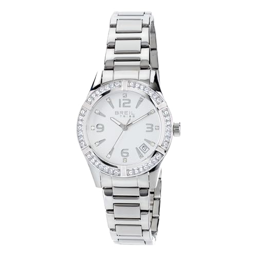 Breil, Collezione C'est Chic, Orologio Donna, Cronografo Donna in Acciaio Lucido, Lunetta con Cristalli, Quadrante Bianco, Cassa 32 mm, Pratica Chiusura, Resistente all'Acqua
