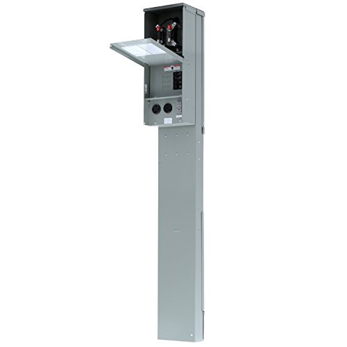 Siemens TL137NP Talon Temporary Power Outlet Panel Pedestal with a 20, 30, and 50-Amp Receptacle Installed Includes a Ring Type Meter Socket Provision
