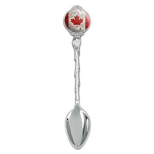 Rustic Distressed Canada Flag on Wood Novelty Collectible Demitasse Tea Coffee Spoon