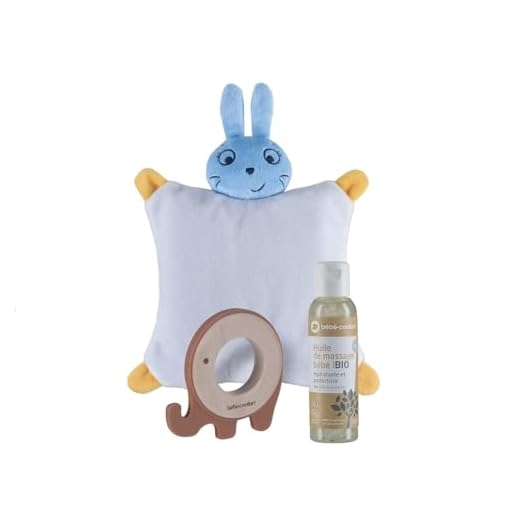 Bebeconfort Set de bienestar para bebés, incluye cojín de calor, anillo de dentición de madera y aceite de masaje orgánico para bebés, juego de regalo unisex para bebés, 0 m +