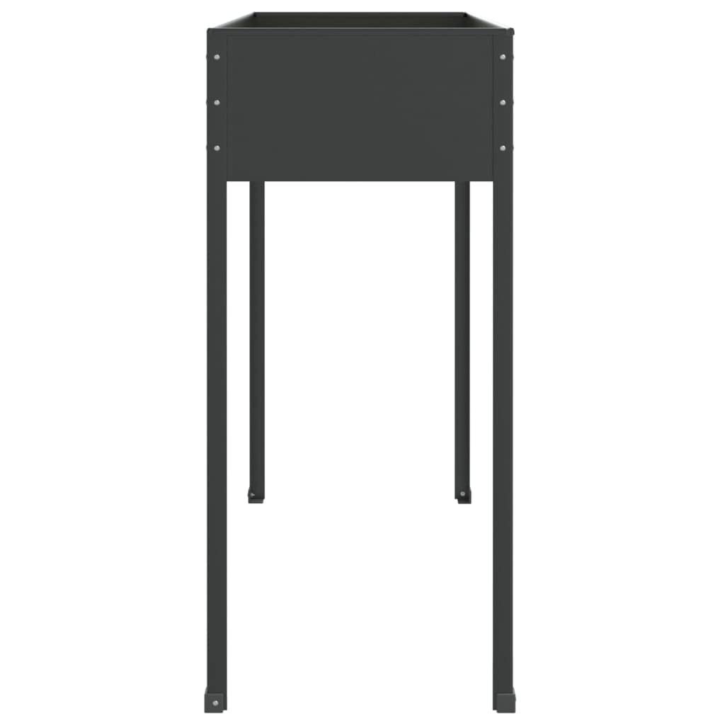 Pflanzkübel Anthrazit aus verzinktem Stahl 100,5x40,5x90 cm mit Abflussloch und Bewässerung, wetterfester Balkonkasten für Garten, Terrasse, Balkon, Indoor und Outdoor Nutzung