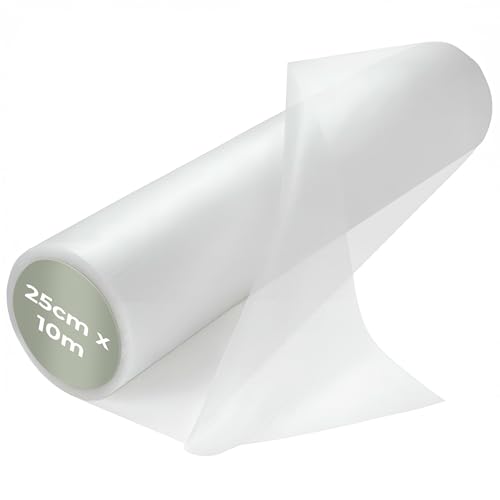 The Bead Shop 25 Micron Transparent Water Soluble Embroidery Topping Film - 25cm (10) x 10m Roll - Versatile for Machine Embroidery and Hand Sewing