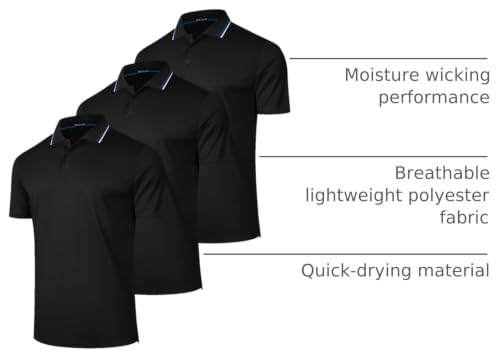 3 Pack Camisetas Polo para Hombre Manga Corta Secado Rápido Transpirable miniatura 4