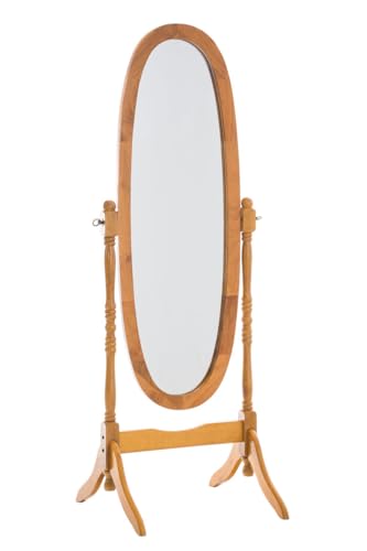 Espejo De Pie De Madera Clásico Cora | Espejo Ovalado De Cuerpo Entero Estilo Rústico I Espejo Inclinable Tamaño: 150 x 60 cm | Color:, Color:Roble