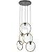 ArtCraft AC10895VB Lugano - 5 Light Pendant, Black/Vintage Brass Finish with Clear Glass
