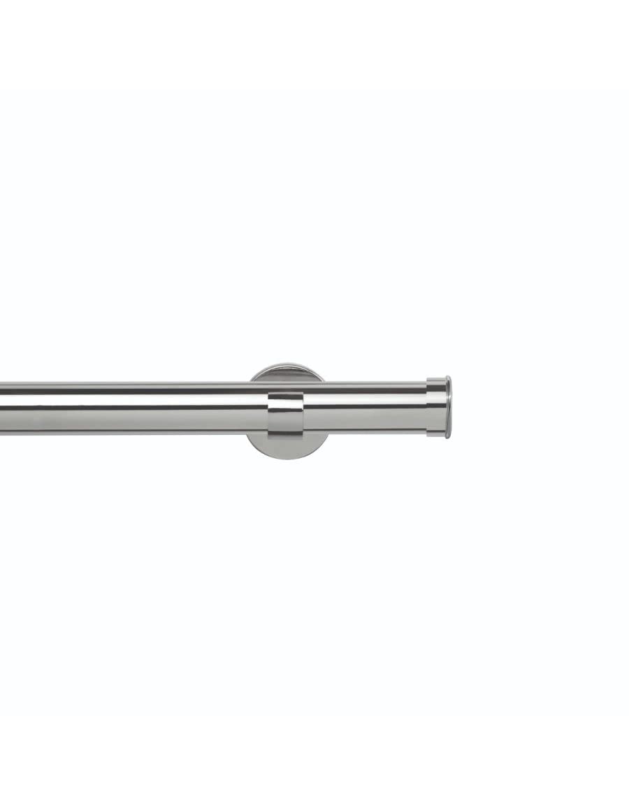 35mm Metal Eyelet Curtain Pole Track, Chrome, End Cap Stud Finial, Trade Pole, 200cm