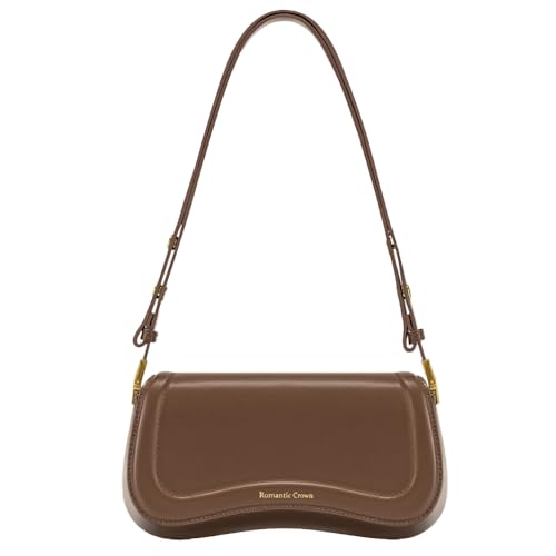 Romantic Crown Bolsa de Ombro Pequenas Feminina,Mini Bolsas Sacola Tiracolo Moderna de Couro Impermeável,Shoulder Handbag Presente Trabalho Casual Festa (caramelo)