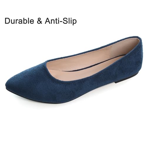 Image of Dear Time Women's Pointed Toe Ballet Flats Simple Casual Office Work Flats Slip-on Comfortable Shoes