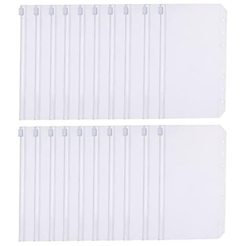 A6 Binder Taschen, Rluobo 20 Stück PVC 6 Löcher Binder Reißverschluss Ordner Wasserdicht Geld Budget Umschläge für Notebook-Planer Einlegeseiten Loseblattbeutel Cover