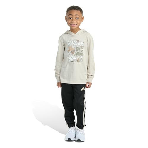 adidas Boys 2-piece Long Sleeve Hooded Graphic Cotton Tee & Jogger Set
