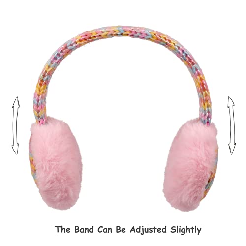 Flammi Kids Knit Earmuffs Winter Outdoor Furry Ear Warmers For Boys Girls (Pink) #TOP1