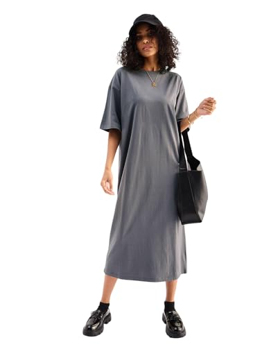 Image of SASSAFRAS Women Grey Oversized T-Shirt Dress -XS