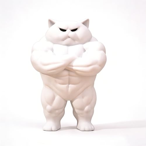 Estatua de Gato Musculoso blanco decorativo