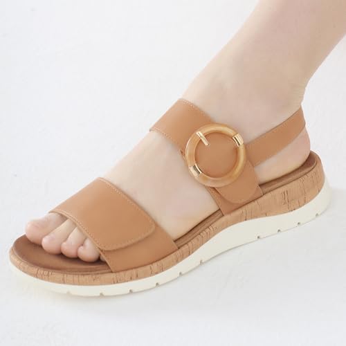 Image of UBFEN Womens Low Wedge Walking Sandals with Arch Support | Open Toe Sandals Adjustable Instep and Ankle Straps for Summer Everyday Outfits, Travel,Vacation