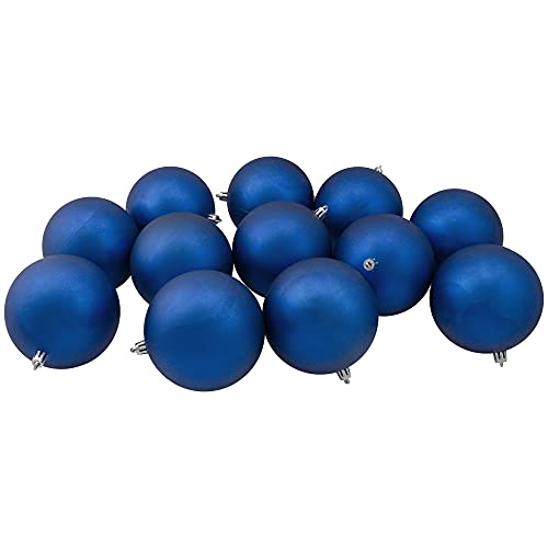 12Ct Lavish Blue Shatterproof Matte Christmas Ball Ornaments 4" (100Mm) #TOP3