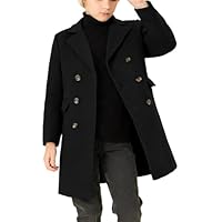 Haloumoning Boys Dress Coats Double Breasted Trench Coat Winter Pea Coat with Pockets 5-14 Years