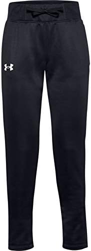 Under Armour Girls Armour Fleece Pants , Black (001)/White , Youth Medium