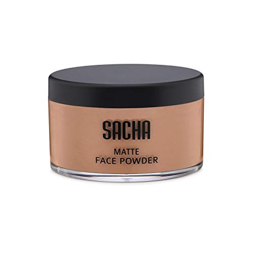 Loose Face Powder by Sacha Cosmetics, Best Matte Finishing Powder for use alone or Setting your Makeup Foundation to give a Flawless Beautiful Finish, for All Skin Types, 1.25 oz, Perfect Bronze