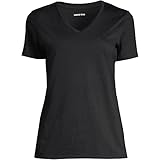 Entspannte Passform: Großzügig geschnitten hängt dieses Damen-T-Shirt locker oben und behält eine schlanke Form. Weiche Supima-Baumwolle behält nach dem Waschen ihre Form. Klassischer V-Ausschnitt. Mittlere Hüftlänge für zusätzliche Abdeckung im Rücken.