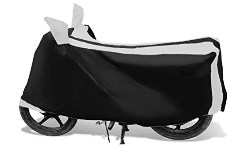 Image of Auto Hub Bike Cover Compatible with TVS Apache RTR 160 with Mirror Pocket, Dustproof, Heat Resistant, Triple Stitched, Apache 160 Bike Cover- Black, White