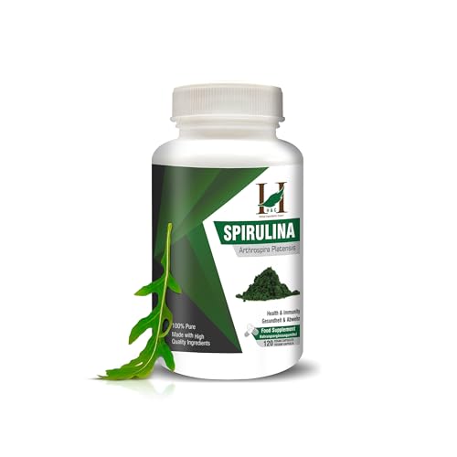 H&C Herbal Ingredients Expert Spirulina 120 Capsules (450mg Each) | Nutrition Rich Super Food Supplement
