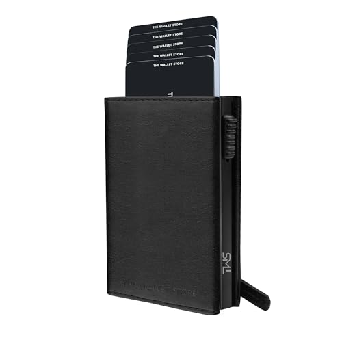 Image of The Wallet Store Men Aluminium Defender Rfid Protected Wallet Cardholder | Pop-Up Card Holder | Scan Proof | Case | Up To 8 Cards | Credit & Debit Card Holder (Black)