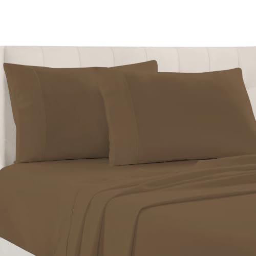 Pizuna Taie d'oreiller 100% coton grand lit, 400 fils, brun bois