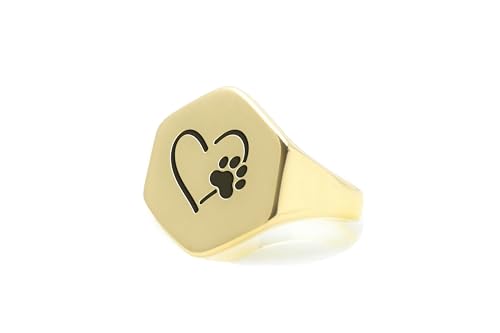 Bague patte de chien en or : bijoux amoureux des animaux de forme hexagonale