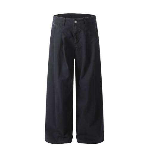 Jeans Pants Trousers Denim Retro Irregular Street Trendy Loose Wide Leg Straight Commuter Casual for Men