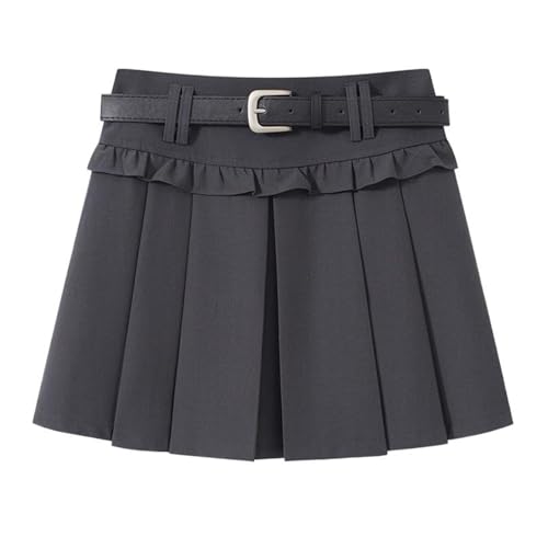 Women's Lace Trim Pleated Mini Skirt Summer High Waist Blazer A-Line Skirt2