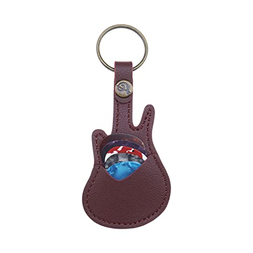 VGOL Porte-médiator pour Guitare Porte-clés en Cuir avec 5pcs Médiators de Guitare Mini Plectres Pack Étui Porte-clés pour Amateurs de Guitare