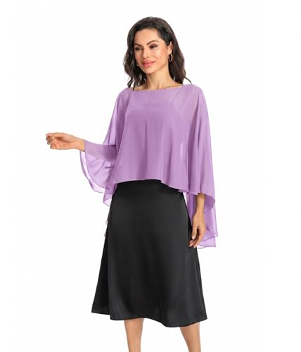 Image of Baoqiya Chiffon Capes Sheer Capelets Long Cape Poncho For Women Plus Size