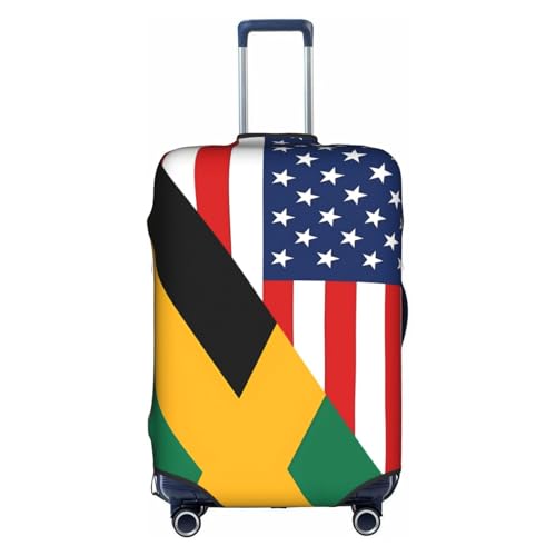 Travel Luggage Cover America Flag And Jamaica Jamaican Flag Fashion Washable Baggage Suitcase Protector Fit For Luggage Large