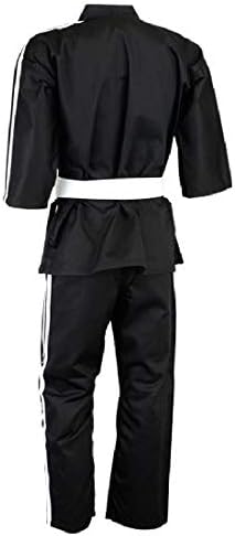 Playwell Martial Arts Striped Team Free Style Demo/Club Uniform - (Black With 2 White Stripes Set)