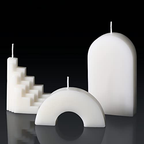 Coume 3 Pieces Aesthetic Candles Shaped Cool Arch Candle Trapezoid Triangle Minimalist Geometric Shape Door Trendy Soy Wax Scented For Home Christmas Gift #TOP16