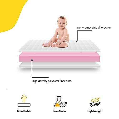 Image of Safety 1st Heavenly Dreams Baby Crib & Toddler Bed Mattress, Waterproof Cover, Firm, Fits Standard Size Cribs & Toddler Beds, Pink
