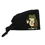 Tired Frog Working Cap, Scrub Cap with Sweatband, Adjustable Tie Back Hat Breathable Headgear for Women/Men