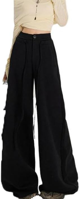 American Retro Style High-Waisted Loose Wide-Leg Straight-Leg Pants for Women
