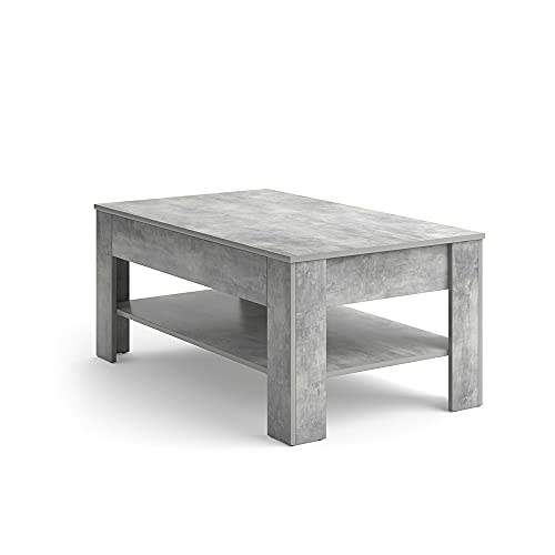 Vicco Couchtisch Milan, Wohnzimmertisch mit Schublade, Beton, 92.2 x 65 cm