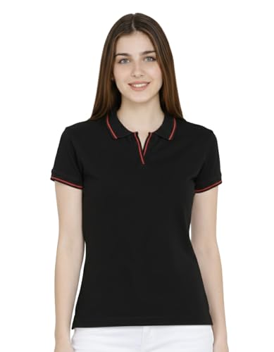 Image of Scott International Women's Cotton Polo T-Shirt | Half Sleeve Plain Collar Tee | Stylish Casual Top | Plain T-Shirt for Girls | Workwear for Office & Casual Wear