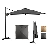 SUNVIVI OUTDOOR Patio Umbrella, 6.5' x 10' Rectangular Metal Pole Outdoor Patio Umbrella, Yard Umbrella with Crank and Push Button Tilt, 6 Steel Ribs, Polyester Canopy, Grey
