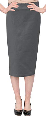 Baby'O Women's Basic Below The Knee Stretch Denim Pencil Skirt2