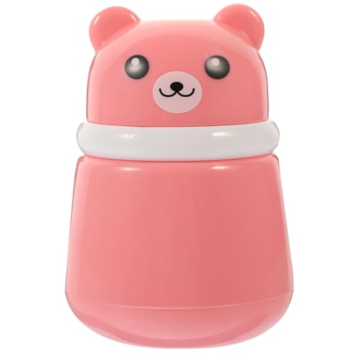 Pink Baby Powder Puff Box with Soft Sponge, Portable Bear Design Container for Home Use, Travel-Friendly Talcum Powder Holder with Dust Cover