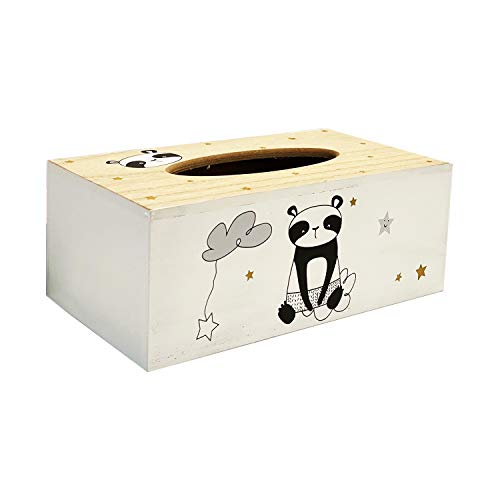 Mojawo Boîte à mouchoirs en bois Blanc/naturel l 13 x l 25 x H 9 cm Cover